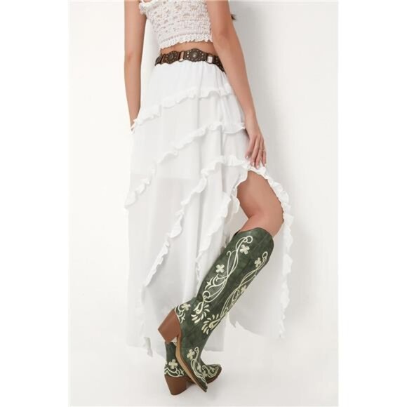 Cowgirl Boots Women Knee High Vintage Cowboy Boots with Floral - Picture 5 of 7